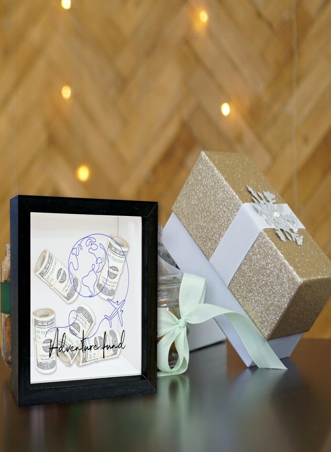 صندوق تذكاري أسود بإطار أسود، صندوق شهر العسل بفتحة، صندوق تذكاري للسفر بتصميم الكرة الأرضية، هدايا صندوق أرشيف المغامرات، صندوق توفير نقود خشبي مزخرف، هدايا زفاف للعروسين -02 - Image 5